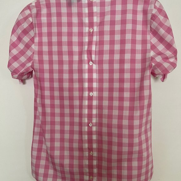Banana Republic Pink Checked Tie Sleeve Shirt/Blouse - Picture 3 of 8